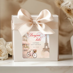 Sticker Carré Bonjour Bébé Paris Baby Shower 