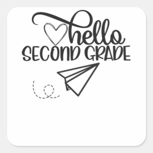 Sticker Carré Bonjour Deuxième Grade T-Shirt Funny 2E Grade