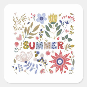 Sticker Carré Bonjour École, Bonjour Été Et Fleurs Bébé T-S