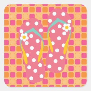 Sticker Carré Bonjour Flip Flops