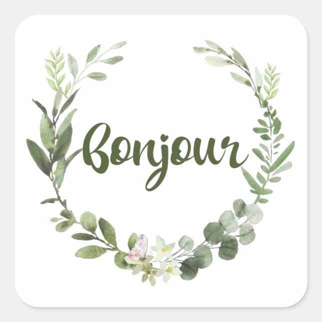 Sticker Carré Bonjour Français (Devant)