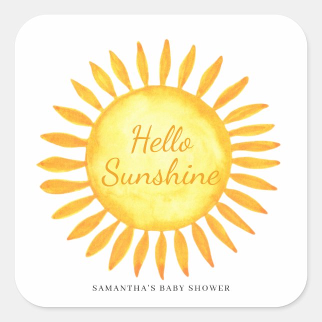 Sticker Carré Bonjour Sunshine Genre Baby shower neutre (Devant)