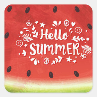 Sticker Carré Bonjour Watermelon été