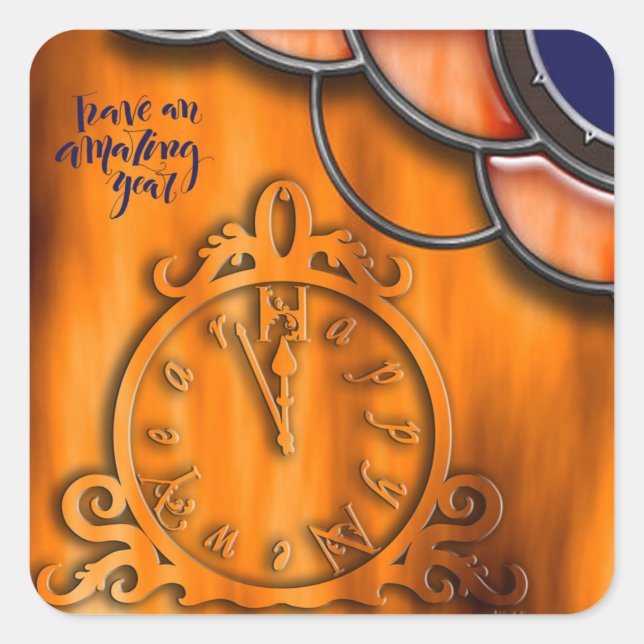 Sticker Carré Bonne année (Devant)