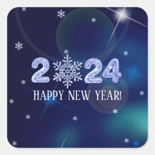 Sticker Carré Bonne année 2022. Conception Snowflake Cadeau