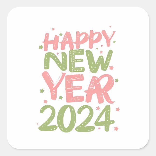 Sticker Carré Bonne année 2024 (Devant)