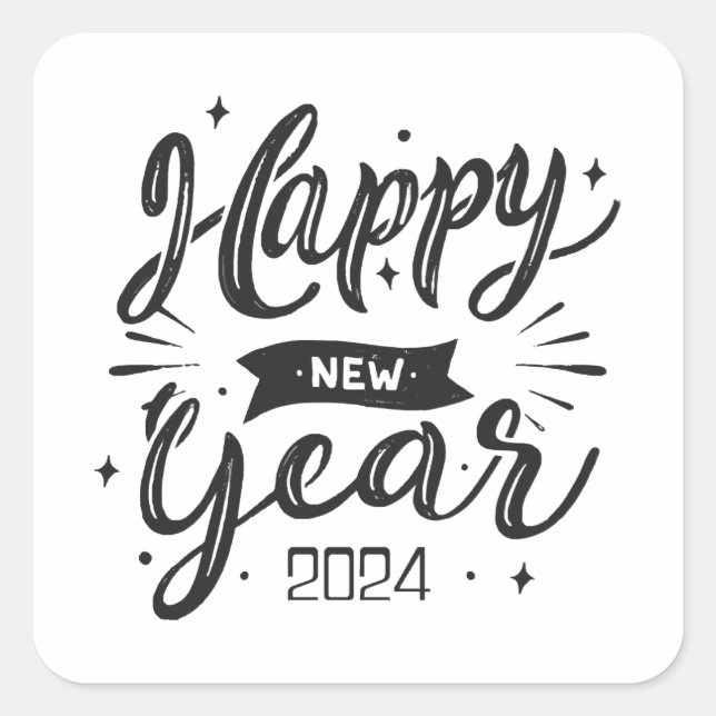Sticker Carré Bonne année 2024  (Devant)