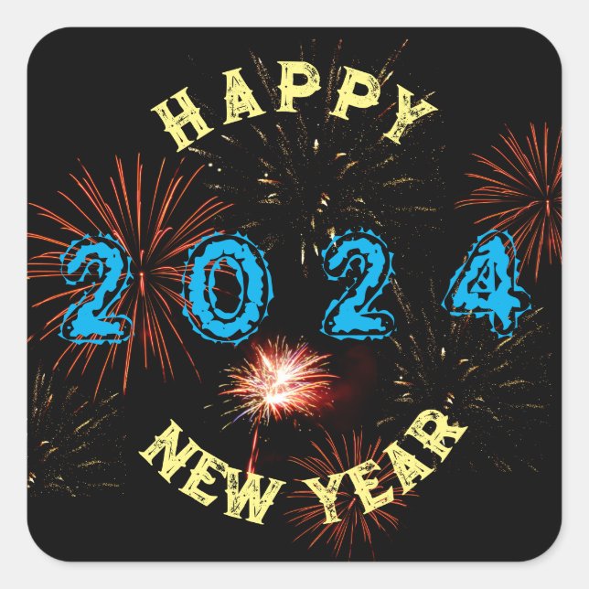 Sticker Carré Bonne année 2024 (Devant)
