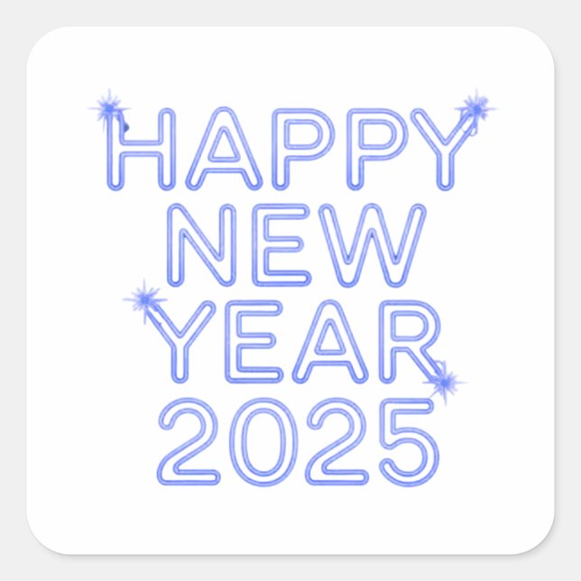 Sticker Carré Bonne année 2025 bleu (Devant)