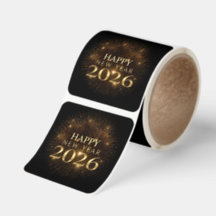 bonne année 2026 rouleau d'autocollants noir luxe 