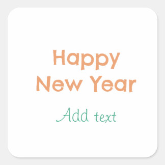 Sticker Carré Bonne année orange vert nom date moderne rétro