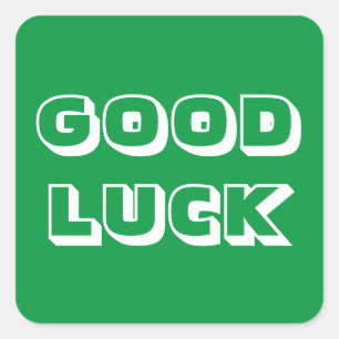 Sticker Carré Bonne chance, blanc vert
