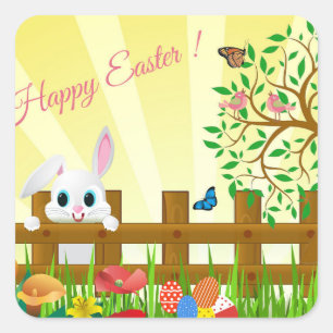 Sticker Carré Bonne fête de Pâques