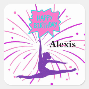 Sticker Carré Bonne Gymnastique d'anniversaire Personnalisée