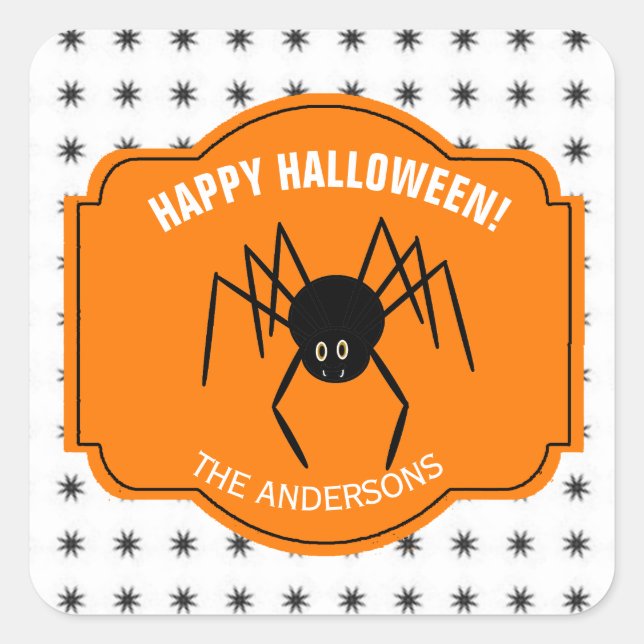 Sticker Carré Bonne Halloween Spider ID215 (Devant)