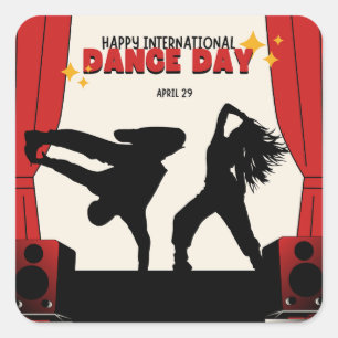 Sticker Carré Bonne Journée internationale de la danse Journée