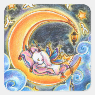 Sticker Carré Bonne nuit Fairycore Doux sommeil sur la lune