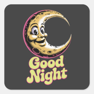 Sticker Carré Bonne nuit Retro Moon