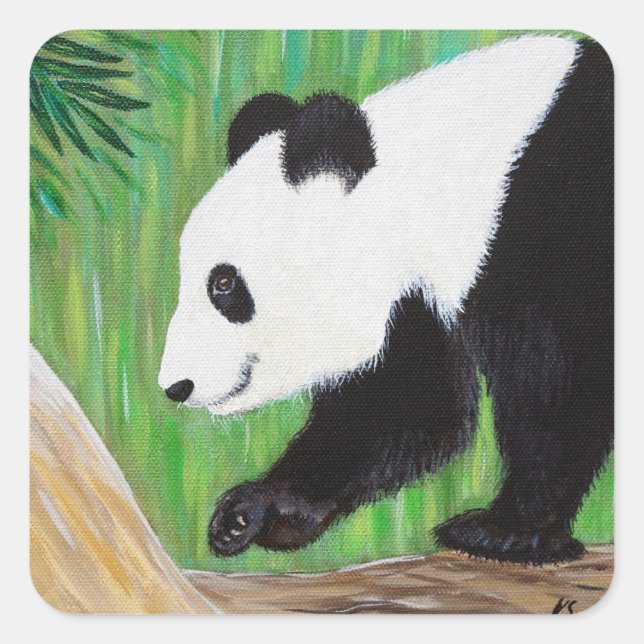 Sticker Carré Bonne peinture Panda (Devant)