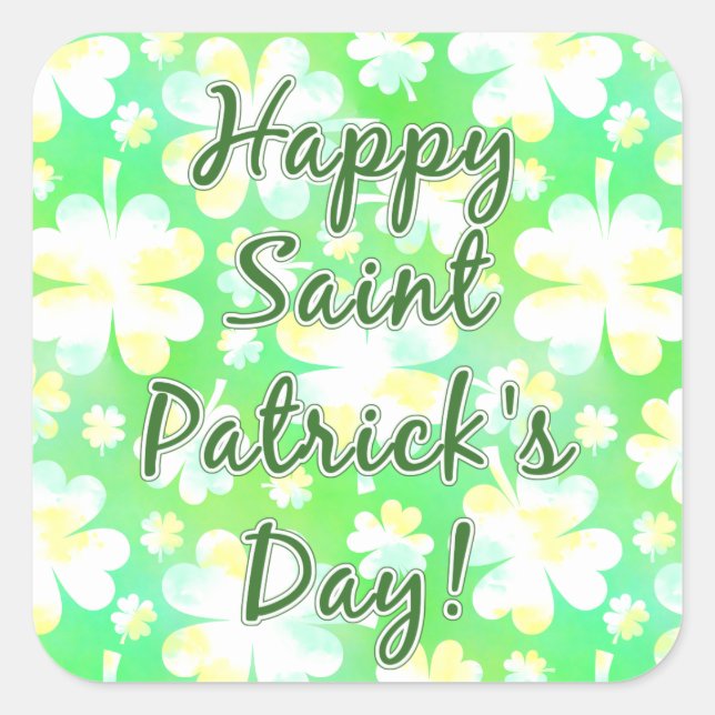 Sticker Carré Bonne St Patrick's Day Shamrocks Aquarelle rétro (Devant)