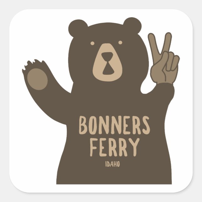 Sticker Carré Bonners Ferry Idaho Peace Bear (Devant)