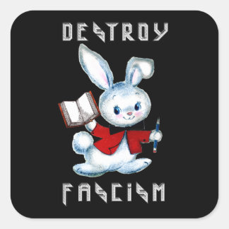 Sticker Carré Bonnet rétro mignon - Détruire le fascisme