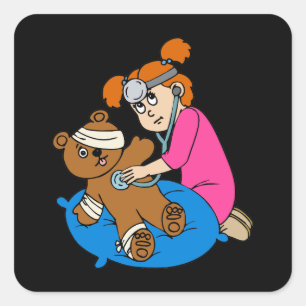 Sticker Carré Boo Boo Ours & Kid Doctor