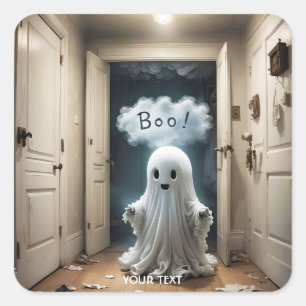 Sticker Carré Boo de placard Imaginaire Ghost mignon