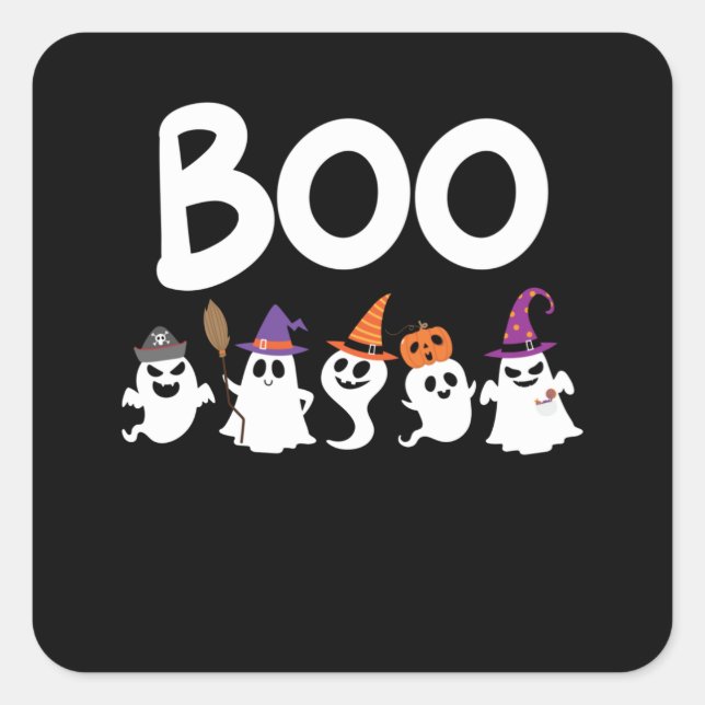 Sticker Carré Boo Halloween (Devant)