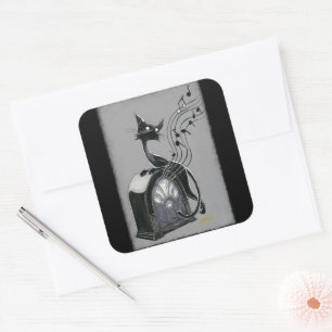 Sticker Carré Boo Kitty Hears the Music