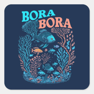 Sticker Carré Bora Bora Coral Reef