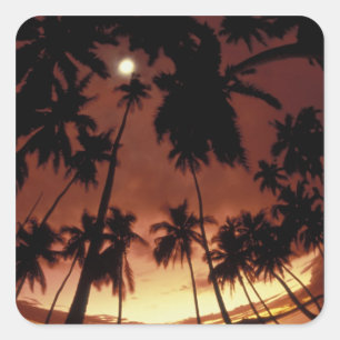 Sticker Carré Bora Bora, Polynésie française Coucher de soleil à