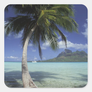 Sticker Carré Bora Bora, Polynésie française Mt. Otemanu vu