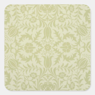Sticker Carré Borage vintage vert tendre damas de William Morris