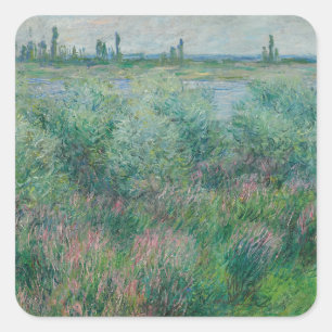 Sticker Carré Bords de la Seine près de Vétheuil, Monet 1881