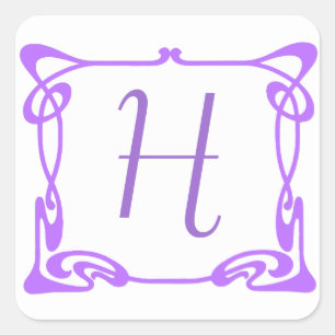 Sticker Carré Bordure Art Nouveau violet