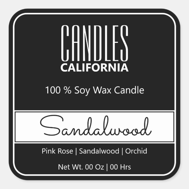 Sticker Carré Bordure Carré moderne Bougies blanches simples (Devant)