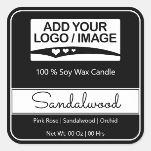 Sticker Carré Bordure Carré moderne Simple Blanc Noir Logo Image