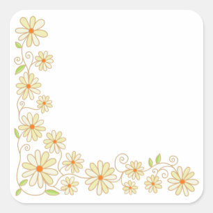 Sticker Carré Bordure du coin floral du Doodle dessiné à la ma