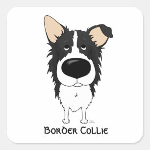 Sticker Carré Bordure du gros nez Collie