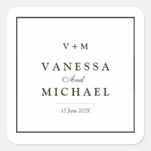 Sticker Carré Bordure noire simple mariage unique