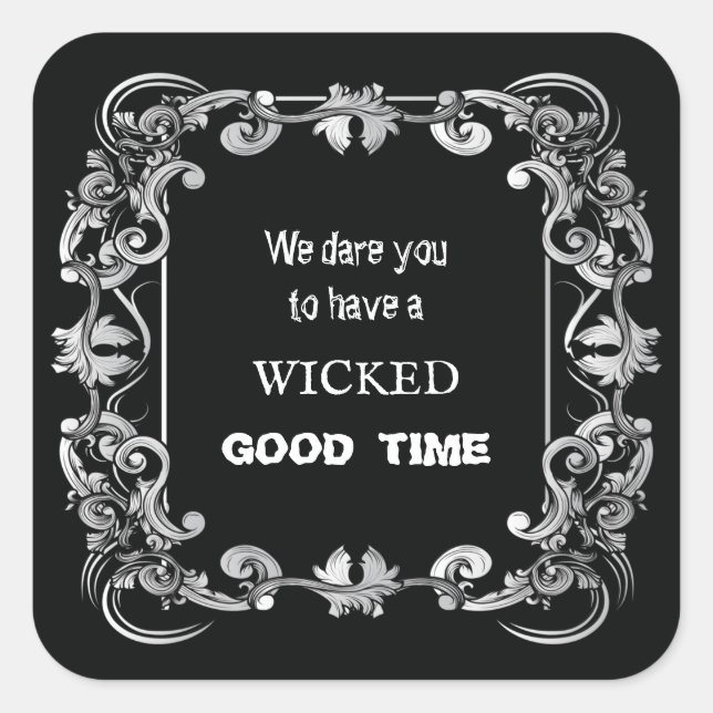 Sticker Carré Bordure orange Halloween noir (Devant)