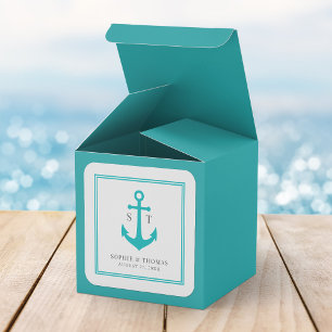 Sticker Carré Bordure personnalisée Monogramme et couleur Ancre