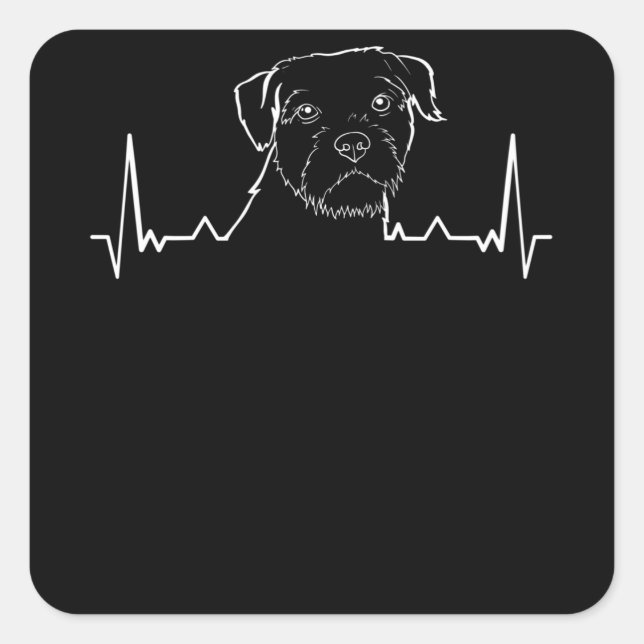 Sticker Carré Bordure Terrier Heartbeat (Devant)