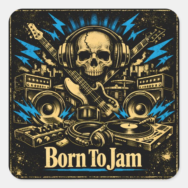 Sticker Carré Born To Jam – Improvisation Music Soul (Devant)