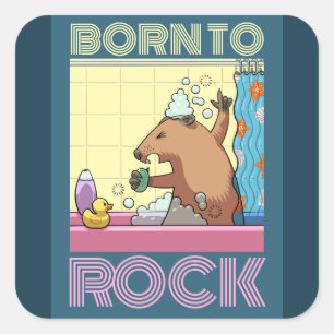 Sticker Carré Born To Rock (Texte Modifiable) Chantant Groundhog