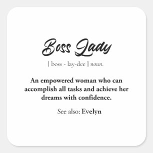 Sticker Carré Boss Lady Mug - Un cadeau de femme, la confiance