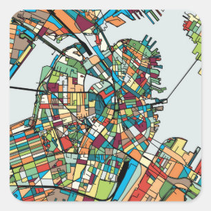 Sticker Carré Boston City USA