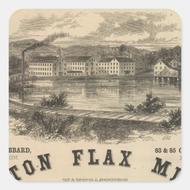 Sticker Carré Boston Flax Mills (Devant)