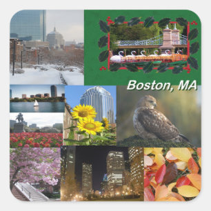 Sticker Carré Boston, Massachusetts Photo Collage